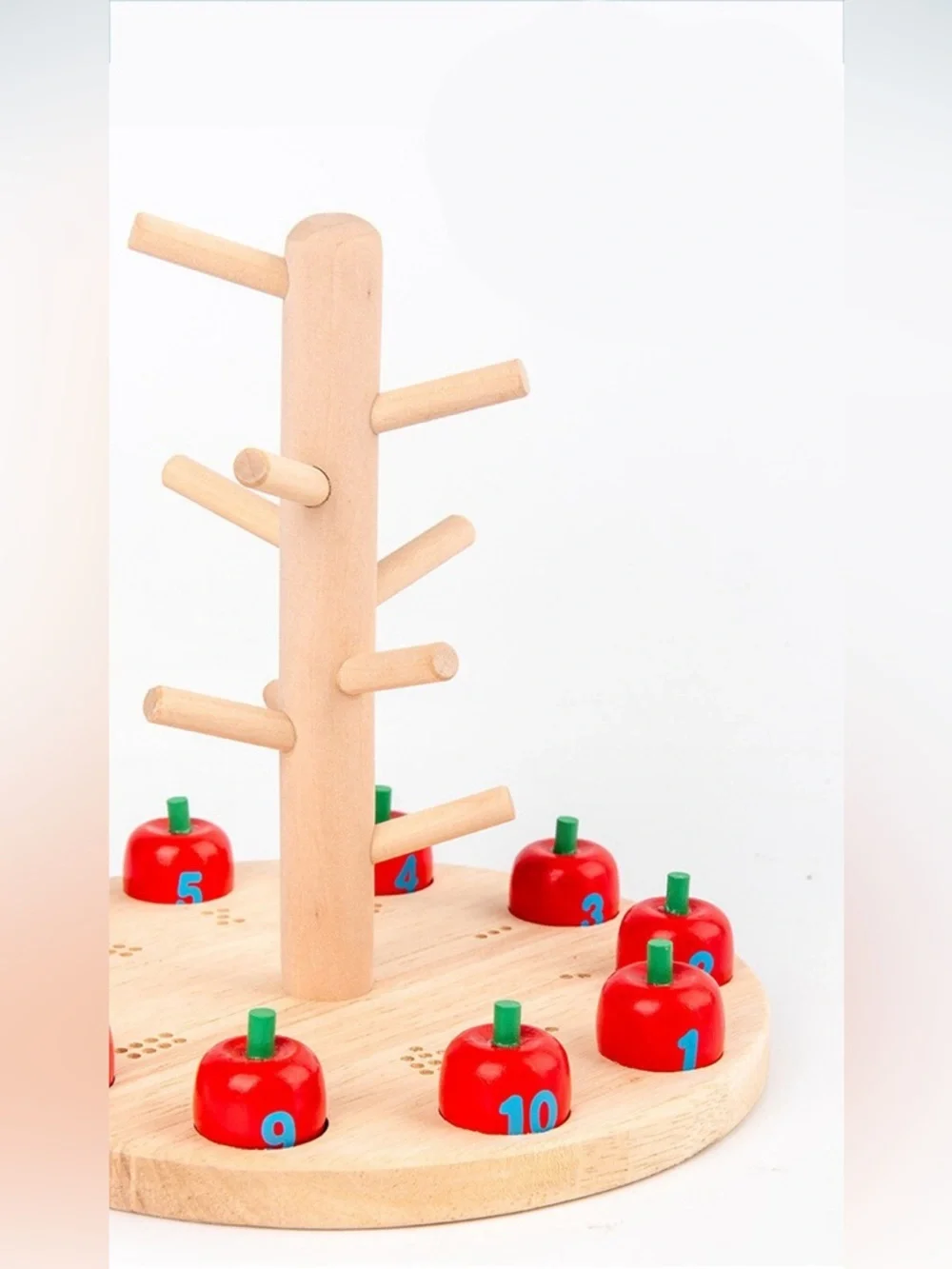 Wooden Number Apple Tree Counting Toy - Red Montessori Math Toys